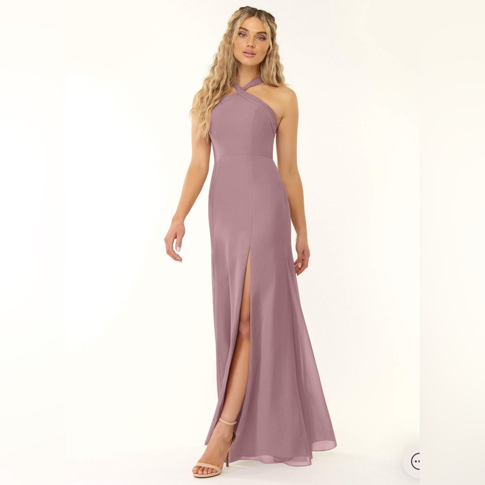 Azazie Rue Taupe Chiffon Dress